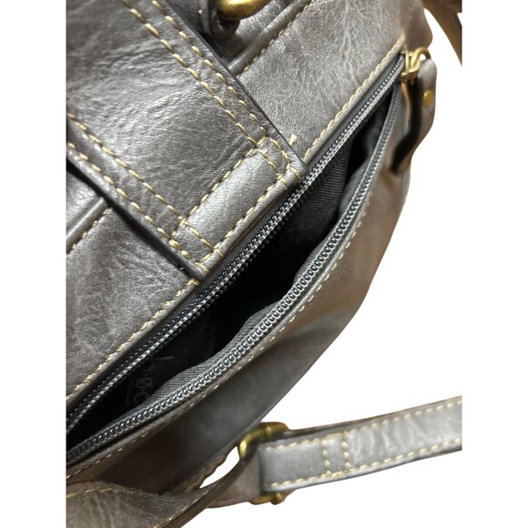 B.O.C. Embossed Floral Gray Handbag - Vegan Leather Top Handle & Crossbody Strap - Picture 7 of 9